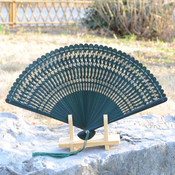 Ventilador plegable de bambú de mano Ventilador de mano, chino / japonés encantador Elegante estilo retro vintage