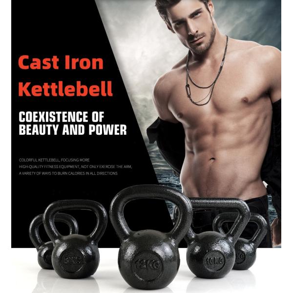 Customized Logo Weightlifting Black Cast Iron Kettlebell For Men Women