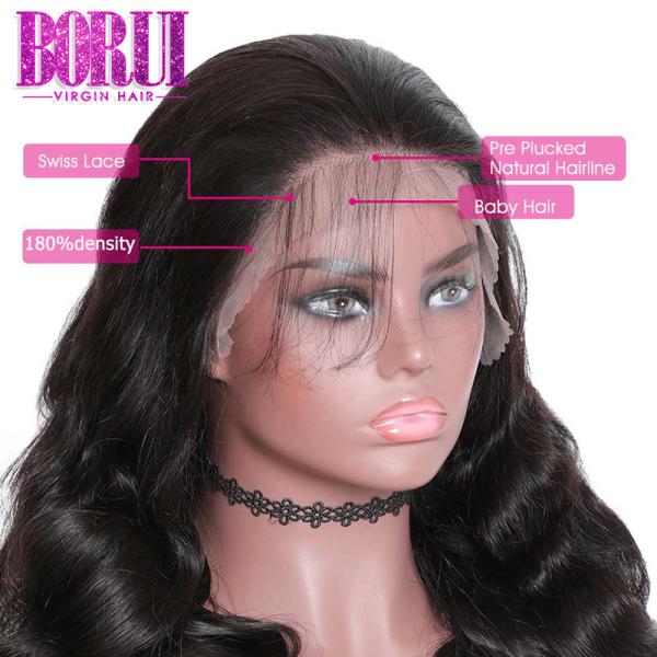 Nenhuma 360 da categoria frontal da peruca 10A do laço onda brasileira de derramamento do corpo do cabelo humano