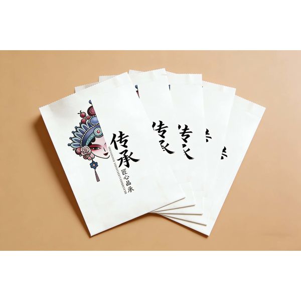 Customized Flat Satchel Kraft Paper  Bread Bakery Food Bag