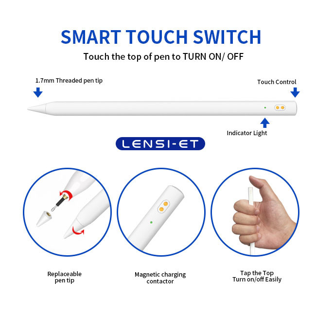 Ручка Stylus магнитного поглощения умная белая с отклонением ладони