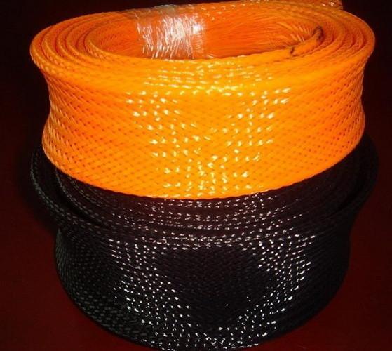 Black Grey Red PET And Nylon Expandable Braided Sleeving For Cable Protection