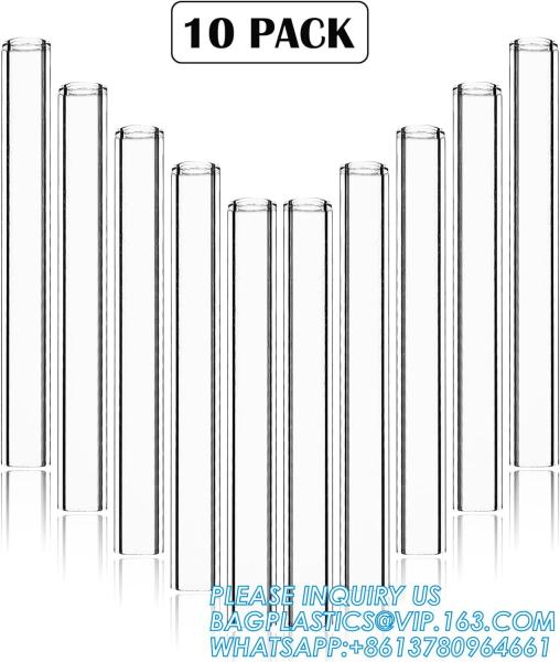 4 Inch Long 10 Pieces Glass Borosilicate Blowing Tubes 12 Mm OD 2mm Thick Wall Tubing, Clear Tubes For Art DIY
