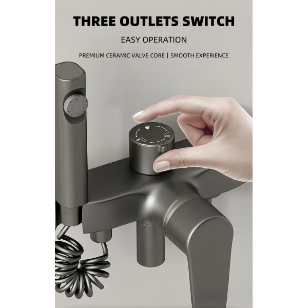 Luxury Modern Exposed Valve Showers Brass Body Electroplated Surface Three Outlets