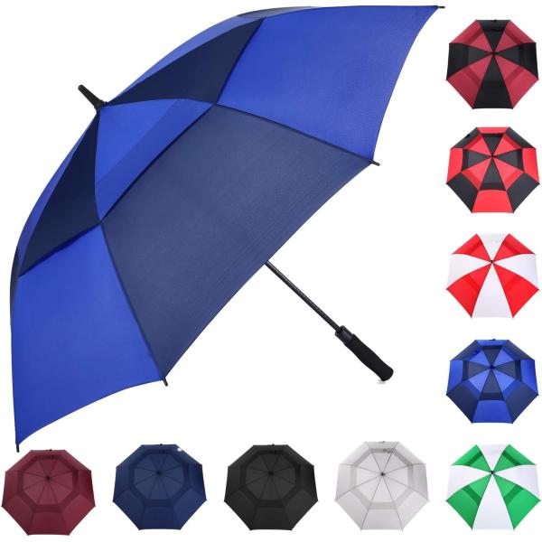 Double Layer Golf Umbrella with Auto Open Hand Close and Personalized Pattern Printing