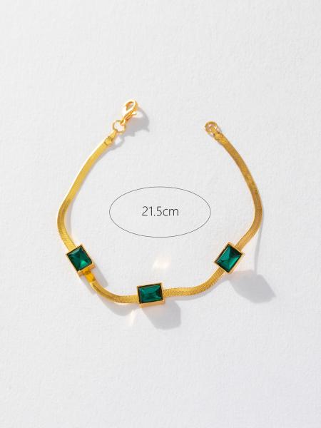 Fashion Green Square Bracelet for Women Men Jewelry Gift
