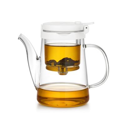 550ml Glass Tea Infuser Steeper Teapot Stainless Steel Lid OEM