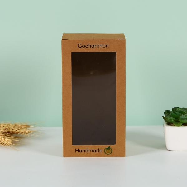 Custom Kraft Paper Folding Packaging Box With Window Square Printed Box For Tea Cosmetics And Handmade Gifts