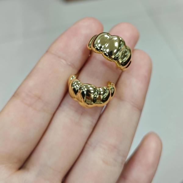 18K Gold Rhodium Plated Crescent Stud Earrings – Elegant Dome Hoop Earrings for Women, Perfect for Everyday & Party