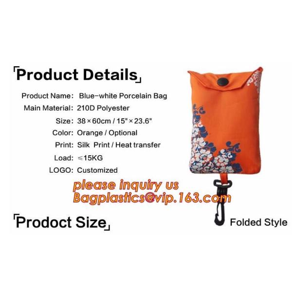 China Factory Custom Grocery Use Polyester T-Shirt Reusable Folding Shopping Bag With Pocket,recyclable PP non woven fol