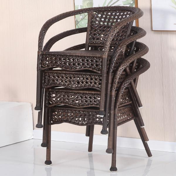 Outdoor Garden Balcony Stackable Armchair and Wicker Dining Table Set for Leisure