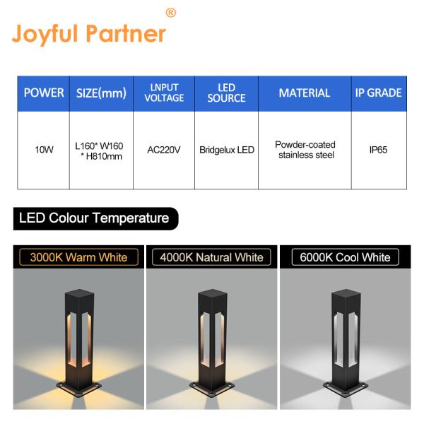 Aluminum IP65 LED Lawn Lamp Bollard Light for Yard Pathway Bridgelux LED 3000K 10w With CE ROHS Certification