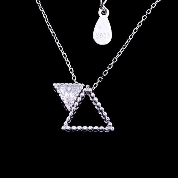 3D Heart Shape Cross Necklace Chain And Hanging Zircon Shining Stone Sterling Silver