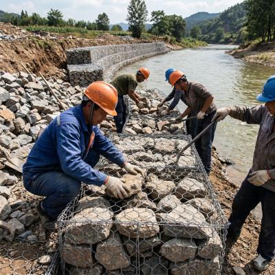 80*100mm, 2*1*1m Galfan Coated Durable Metal Wire Mesh Filled With Stone for Gabion Retaining Wall