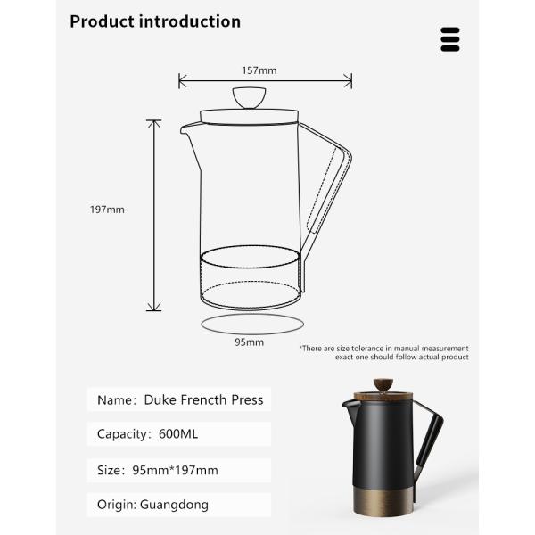 Customized Logo French Presses Luxury Harmony Stainless Steel Ceramic Coffee Tea Maker
