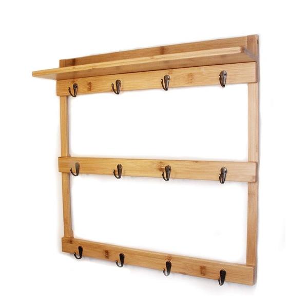 Practical Bag Coffee Mug Holder Wall Mount with 3-Tier Display and 12 Organizer Hooks