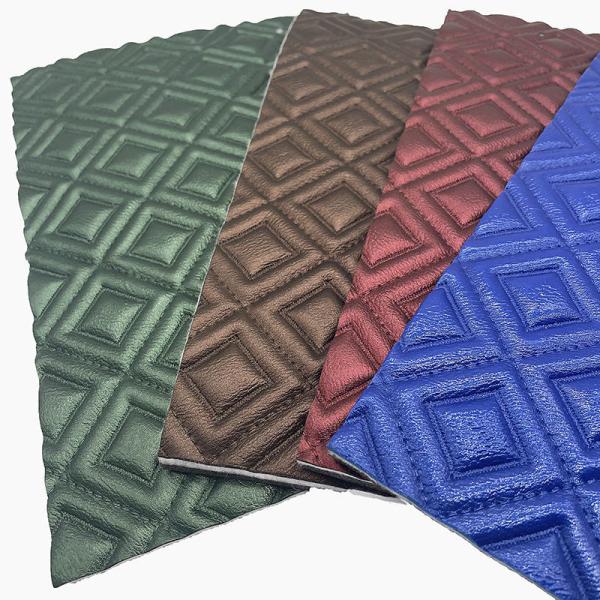 Cuir synthétique perlé matelassé broderie losange en PVC, mousse perforée à l'aiguille pour housse de siège auto, canapé, tissu simili cuir