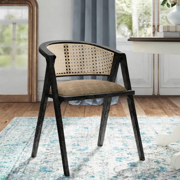 Hôtel Nordic en bois massif en écorce de rotin Chaise à dos salle à manger Salle de séjour Chaise en rotin