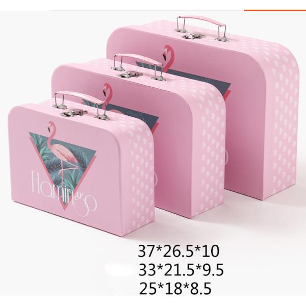 Pink Lovely Baby Cardboard Suitcase Gift Box with Lock and Handles Industrial Shoes Clothing