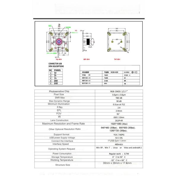 HK2M-H2091 Модуль широкой динамической камеры 1080p Промышленный модуль Заднего освещения Компенсация с освещением