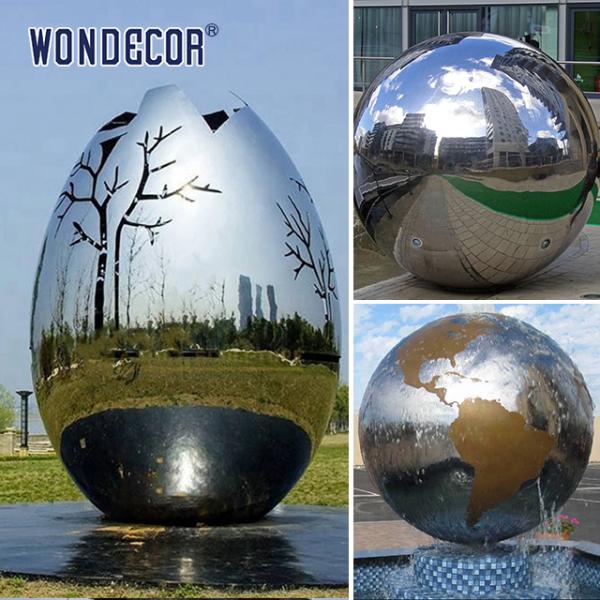 Large stainless steel spherical abstract sculpture