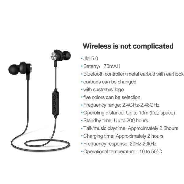 In Line Control Wireless Stereo Earphone 70mAH BT5.1 For Outdoor