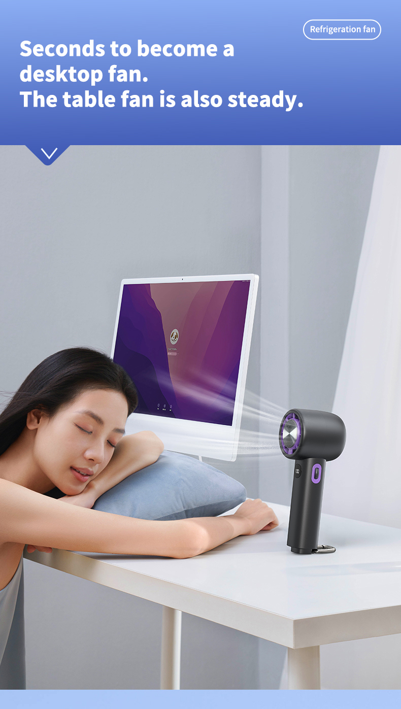 Smart Cooling Fan Wearable 10500 RPM Digital LCD Display Foldable Stand Trendy Colors-Includes Ice Pack Function Box