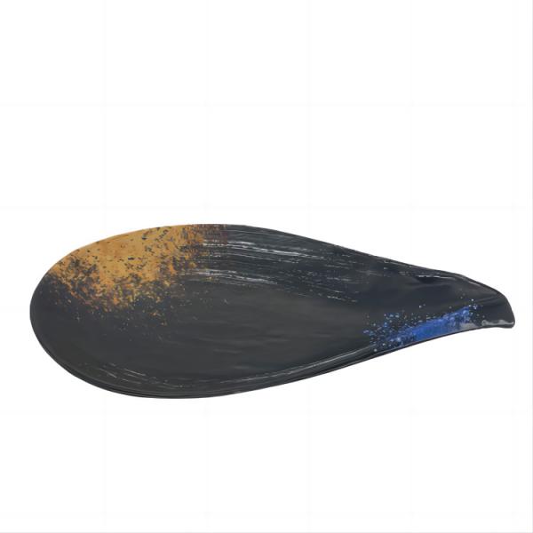 Camping Melamine Soup Plate 12 Inch Drips Shape Plate Galaxy Pattern