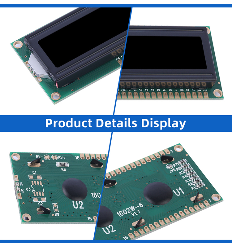 Russian BTN Black Film 1602W-6 Multiple Word Libraries 2*16 AIP31066L Character Display Screen