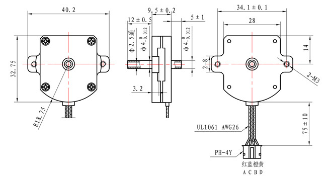 Мотор ультра плоское 0.5A 28*28*9.5mm двойного вала NEMA 11 Stepper для питания SMT