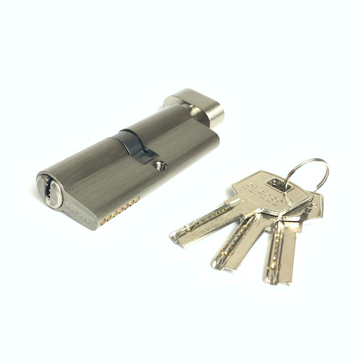 80mm Knob Cylinder Lock Custom Size Single Thumbturn Cylinder Silver