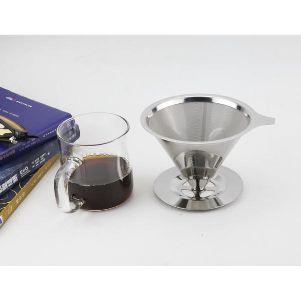 Durable Pour Over Coffee Filter Cone With Stand , Metal Coffee Dripper