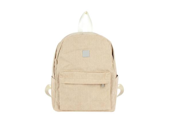 Customized 100% Cotton Backpack Pink Beige Corduroy Back Pack