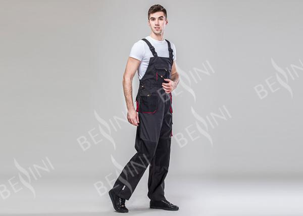 TC 80 / 20  Canvas Dark Gray Heavy Duty Work Suit Bib Pants Jacket With Removable Sleeves