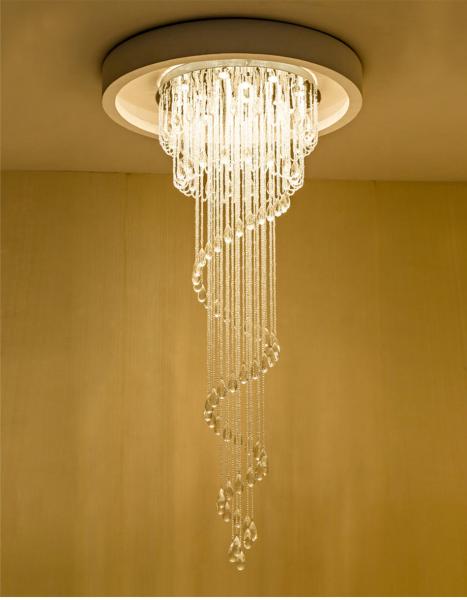 Modern Double Spiral Staircase Lustre Crystal ceiling lights for entrance hallway(WH-NC-54)