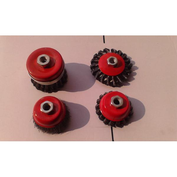 4 Inch OD Durable Knotted Wire Cup Brush 30mm Wire Length With Semi Twisted