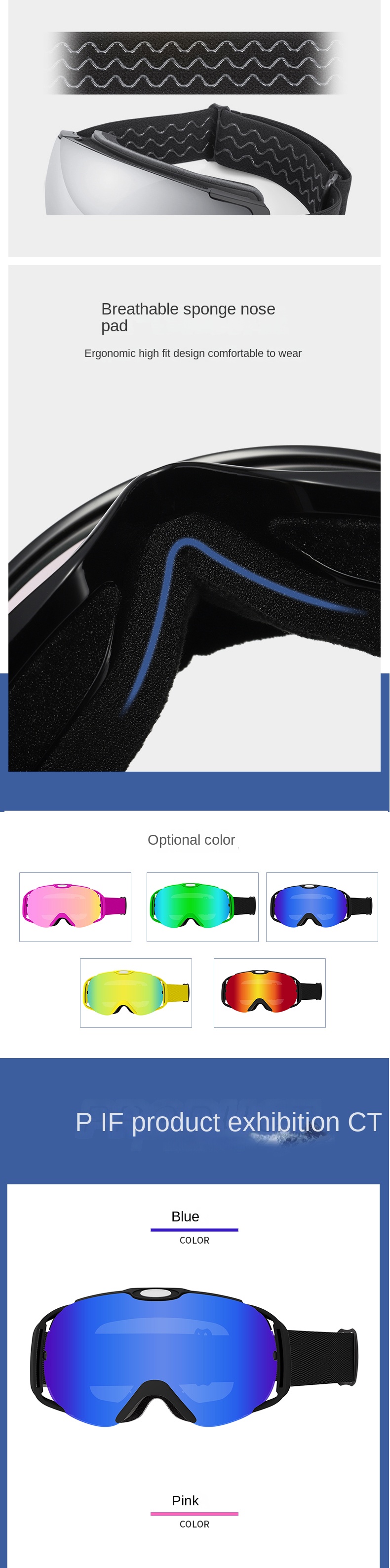 Anti-Fog Spherical Ski Goggles, Double-Layer Outdoor Protective Ski Glasses, Windproof Goggles for Skiing & Cycling