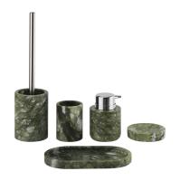 Acessórios de banheiro de mármore verde de maçã com cabeça de bomba de cromo jumbo
