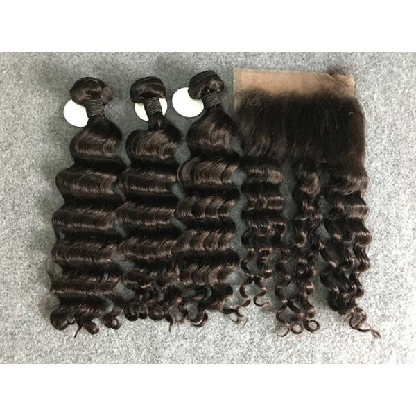 100% Human Hair Weave Brazilian Virgin Hair Loose wave With Frontal 10-30