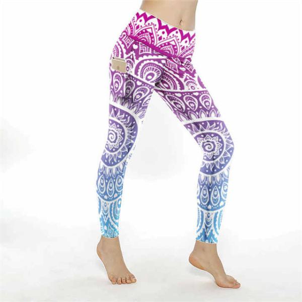 Colorful Geometric Kente Symbols African Art Print Leggings High Yoga Waist Sublimation Printed Leggings for Women