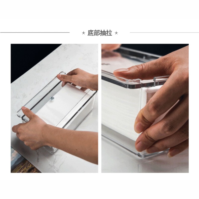 Wholesale Modern Design Desktop Transparent Plastic Tissue Box Creative Drawer Holder for Home Restaurant