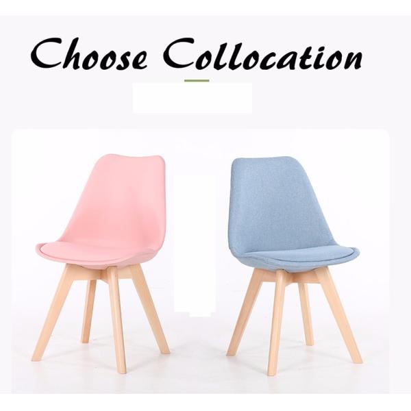 Cotton Fabric / PP Upholstered Dining Room Chairs With Solid Wood Legs