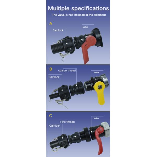 IBC Water Tank Hosetail Camlock Couplings C Type Plastic Adapter Valve Garden Fittings