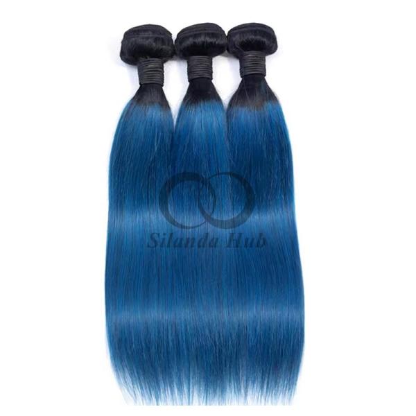 #T1B/Blue Straight Remy Human Hair Bundles Sew In Weave Bundles Brazilian Bundle Deals