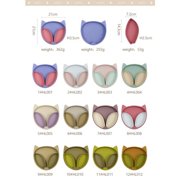 Sistema amistoso del servicio de mesa del silicón de la placa de la succión del silicón del bebé de Eco para la alimentación del niño