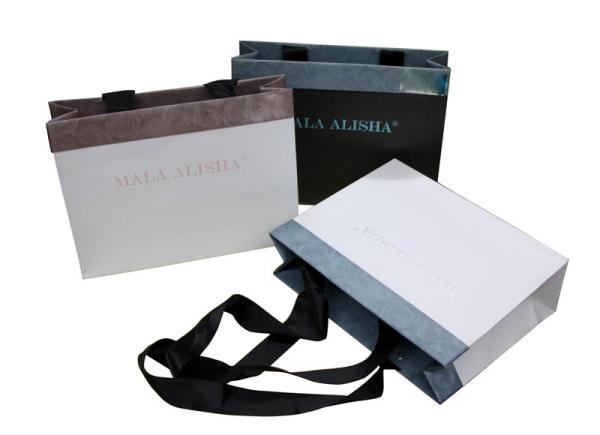 Black / White Mala Alisha 250g Paper Carrier Bag 0c+1c Printing, Custom Shopping Bags
