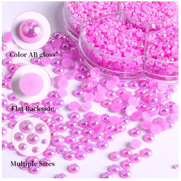 Resin Pearls Charms for Nails Salon Half Round Back Pearls Decoration Rhinestones Nail Art Charms Beads