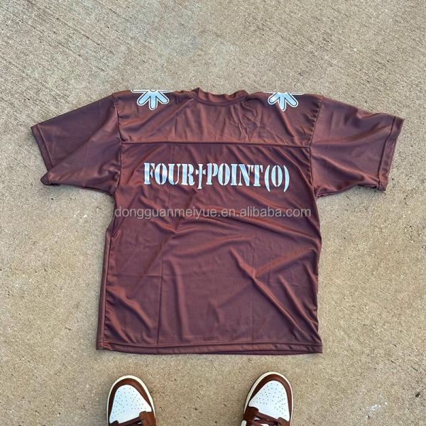 Customized V Neck Mens Streetwear Shirts Mesh Knitted Custom Soccer Shirt 300 Grams