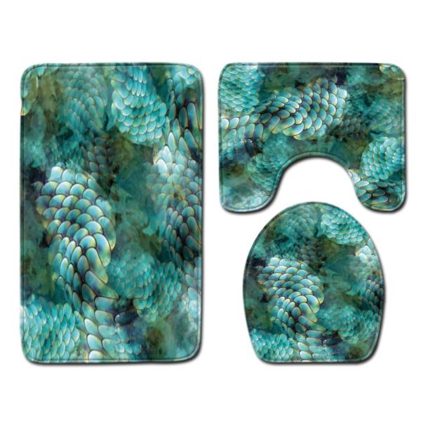 Toalete Mat Set Non Slip do banheiro da escala de peixes esteira de banho de 3 partes