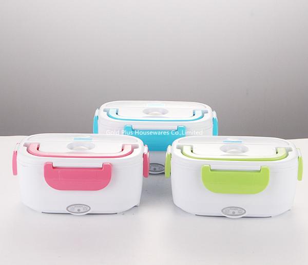 Multicolor pink green blue PP plastic electric heating lunch box with steel liner portable food container